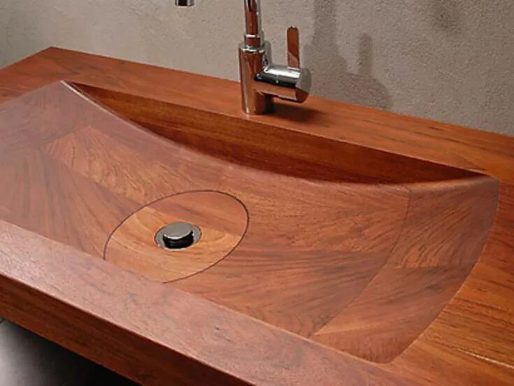 Раковины из дерева фото Van Wijk houten wastafels Bañera de madera, Baños madera, Lavabo de diseño