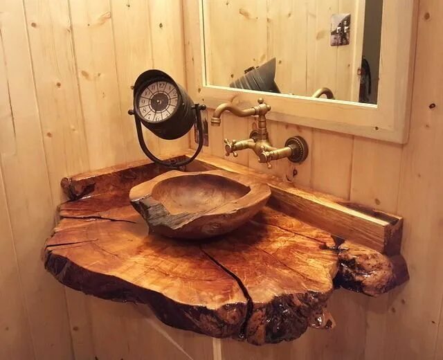 Раковины из дерева фото Wooden Sink #1 Woodz Wood sink, Rustic bathroom designs, Rustic bathroom decor