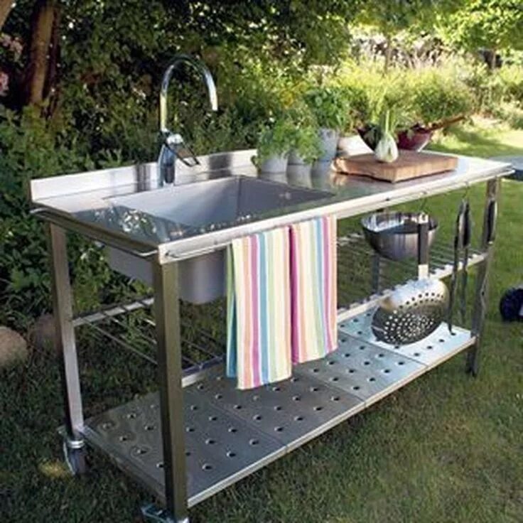 Раковины на дачу фото 20+ Cozy Outdoor Kitchen Decor Ideas For You Fregaderos exteriores, Cocinas de e