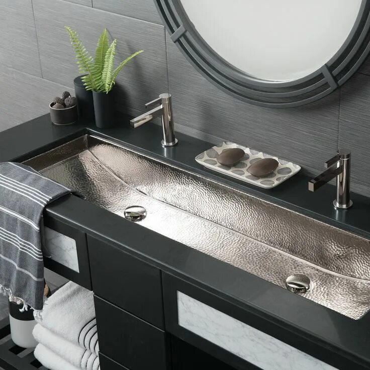 Раковины в ванной комнате фото Concrete Trough Double Bathroom Sink Native Trails Rectangular sink bathroom, Dr