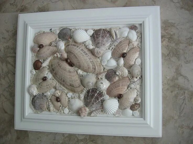 Ракушек своими руками фото Framed Seashell Artwork www.imgkid.com - The Image Kid ... Deko-bastelprojekte, 