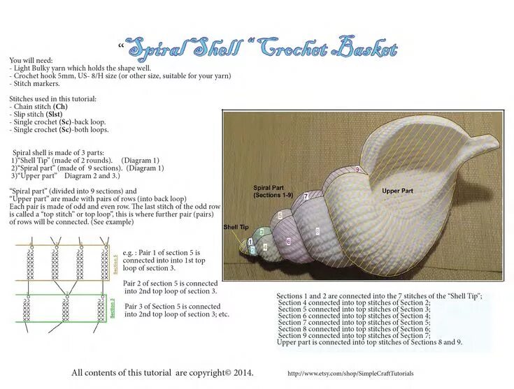 Ракушка крючком схема Spiral_shell_Crochet_Basket.pdf в 2023 г Идеи для вязания, Вязаные крючком аксес