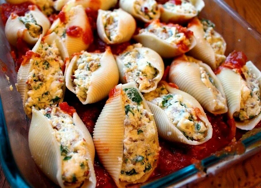 Ракушки в духовке рецепт с фото Super Stuffed Shells Recipe Stuffed Shell Idea's Начинка, Ракушки