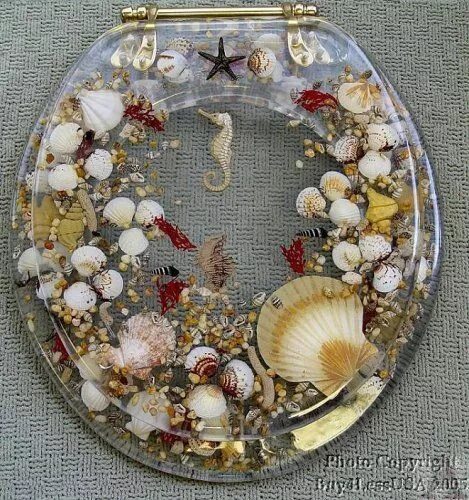 Ракушки в интерьере ванной Clear Polly Resin Standard Size Seashell Toilet Seat Seashell bathroom, Seashell