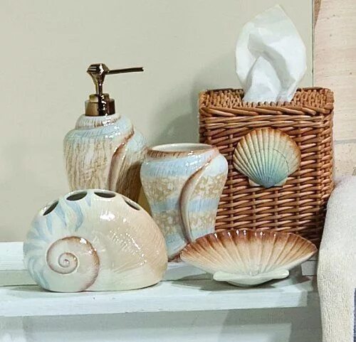 Ракушки в интерьере ванной Saturday Knight Sarasota Bath Towel Seashell bathroom, Seashell bathroom decor, 