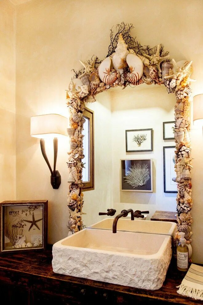 Ракушки в интерьере ванной 11 Unique Ways To Use Shells In Your Home Decor Beach theme bathroom, Relaxing b