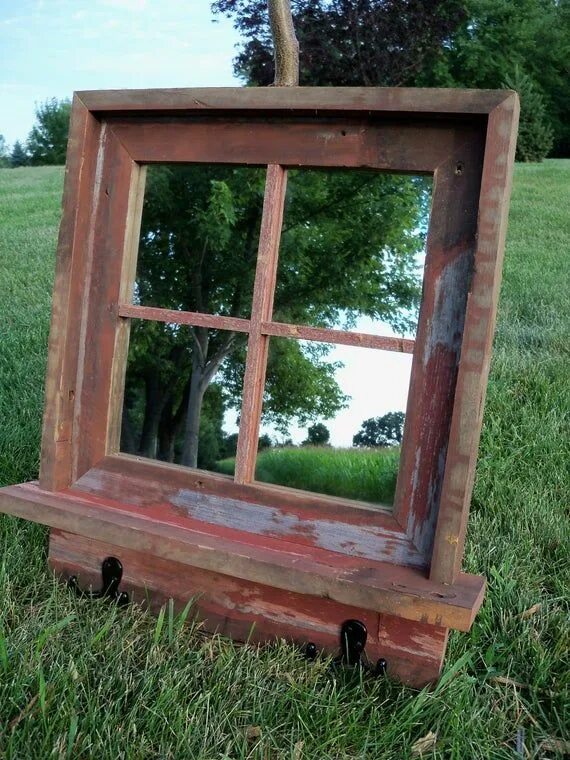 Рама на дачу своими руками CUSTOM MADE Barnwood Framed Mirror With Shelf and Coat - Etsy Cadres en bois ant