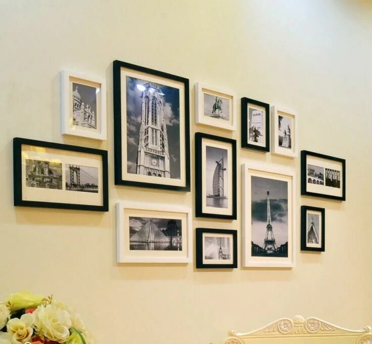 Рама на стене в интерьере Como decorar sua casa usando fotografias Fabiana Scaranzi Wall collage picture f