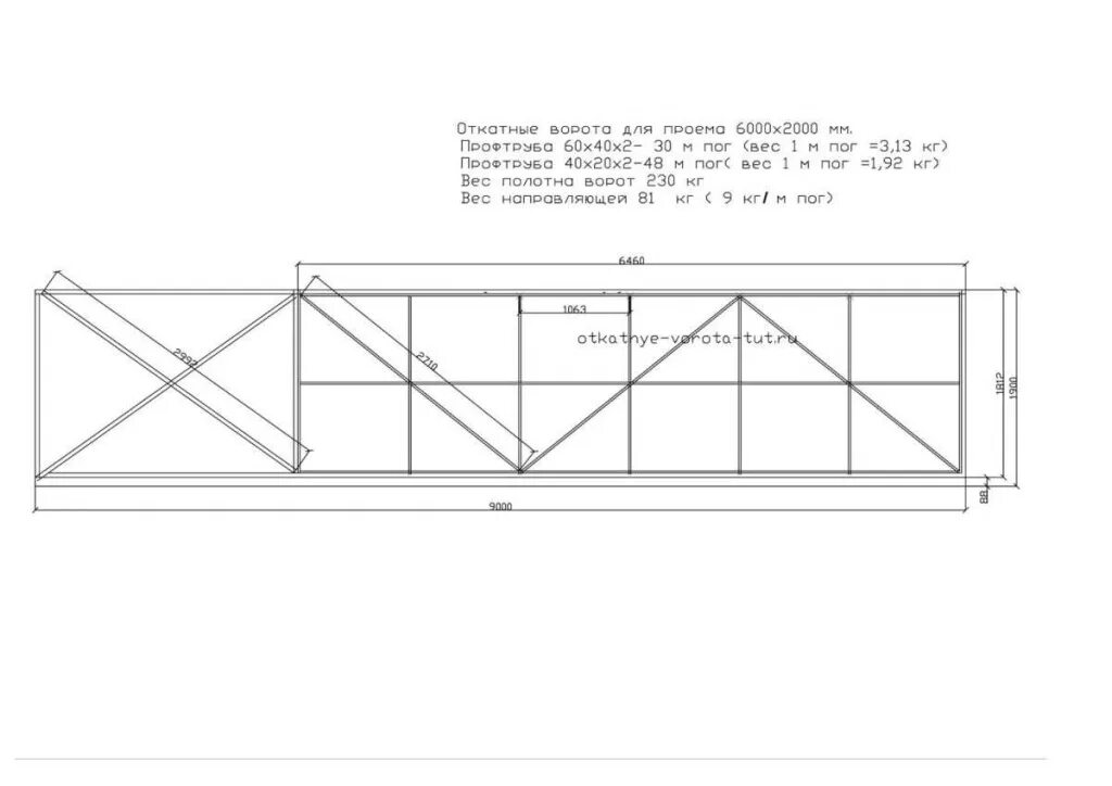 Рама откатных ворот чертеж MEGA комплект для автоматических откатных ворот6 м. КОМПЛЕКТУЮЩИЕ РОЛТЭК + АВТОМ