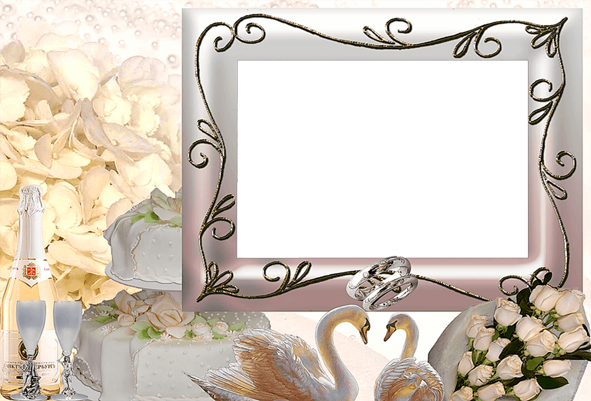 Рамка для фото годовщина свадьбы Marco Foto para Boda con Cisnes y Alianzas Picture frame template, Photoshop des