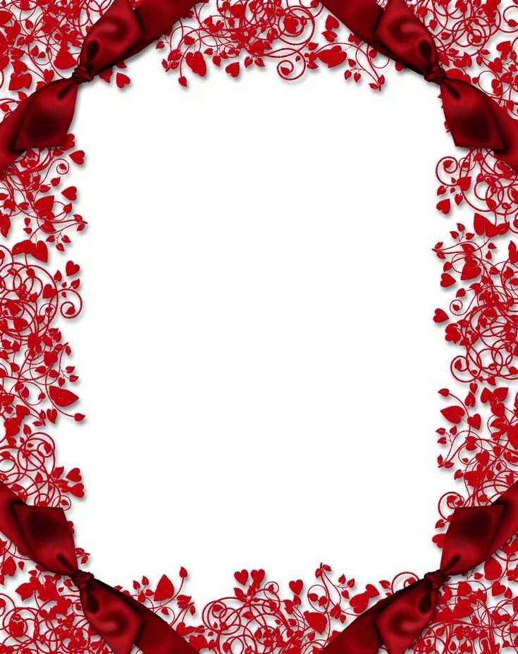 Рамка для фото красного цвета стильная Red Transparent PNG Frame with Hearts and Bows Gallery Yopriceville - High-Quali