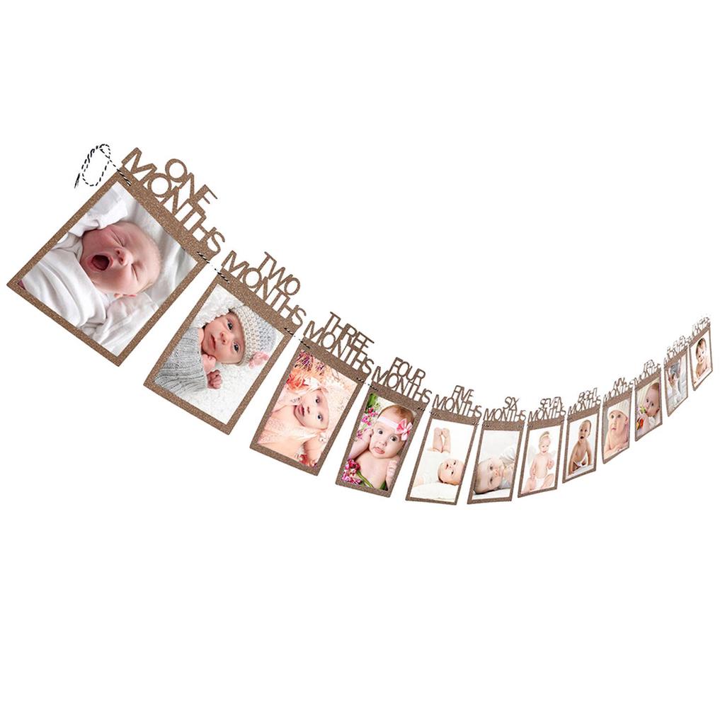 Рамка для фото по месяцам 1 Months To 12 Months Kraft Card Paper Baby Photo Banner First Birthday Decorati