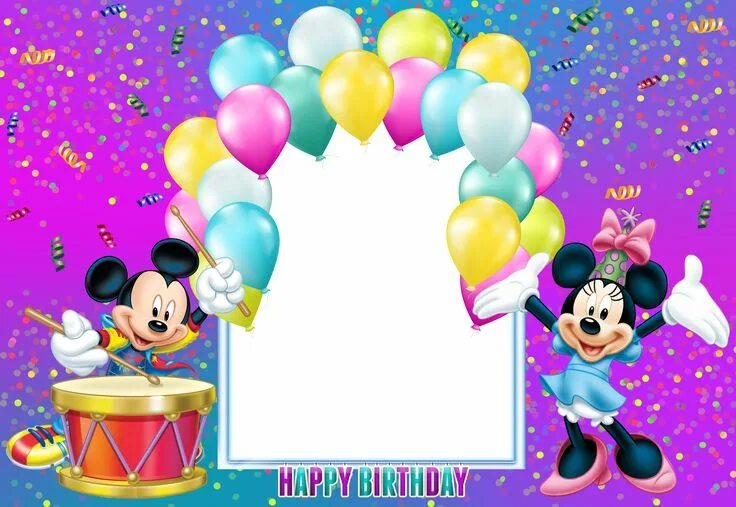 Рамка для фото с днем рождения детская Happy Birthday Mickey Mouse Transparent Kids Frame Happy birthday mickey mouse, 