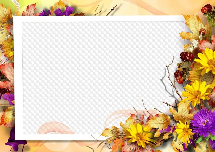 Рамка для фото с днем учителя Autumn, PNG photo frame template PSD