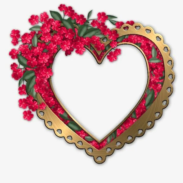 Рамка для фото виде сердца Heart Shaped Flowers Frame PNG Images, Frame Clipart, Metal, Flowers PNG Transpa