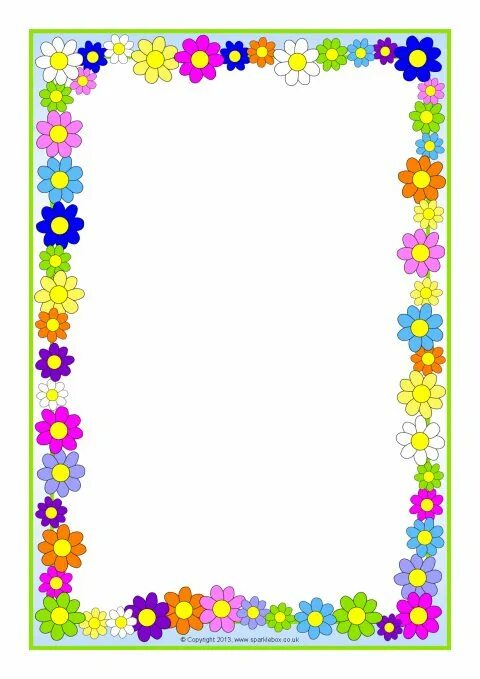 Рамка для оформления листа а4 детские Flowers A4 Page Borders (SB10393) - SparkleBox