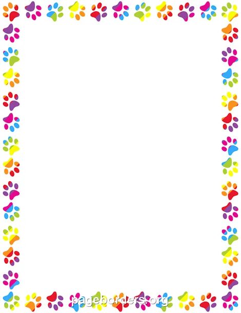 Рамка для оформления листа а4 детские Rainbow Paw Print Border Paw print, Borders for paper, Free printable stationery