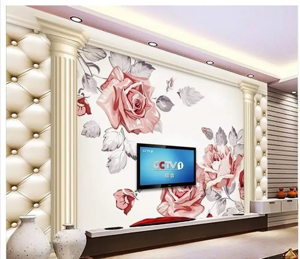 Рамка на фото обои на стены 3d wallpaper for room Simple style hand painted rosette background wall Roman pi