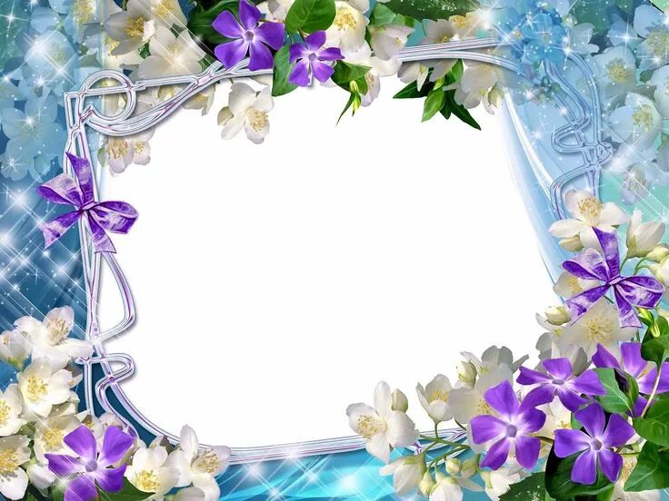 Рамки для оформления фото онлайн Artistic Photo Frame with Blue Flowers and White Eggs