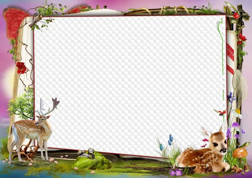 Рамки фото животные Childrens photo frame template, My little deer ( free photo frame psd 4 png free