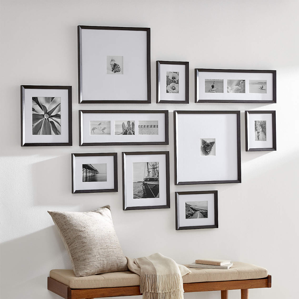 Рамки на стене в интерьере как называется Icon Black Wall Frames Crate & Barrel Gallery wall living room, Frames on wall, 