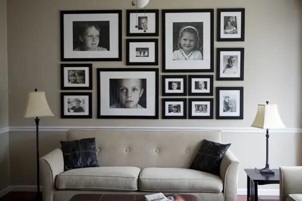 Рамки в интерьере гостиной Decoración de unas, Decoracion de interiores, Decorar con fotos