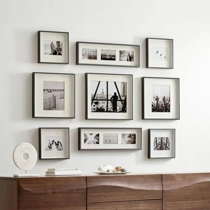 Рамки внутри фото Brushed Black Picture Frame Gallery, Set of 9 + Reviews Crate & Barrel Picture f