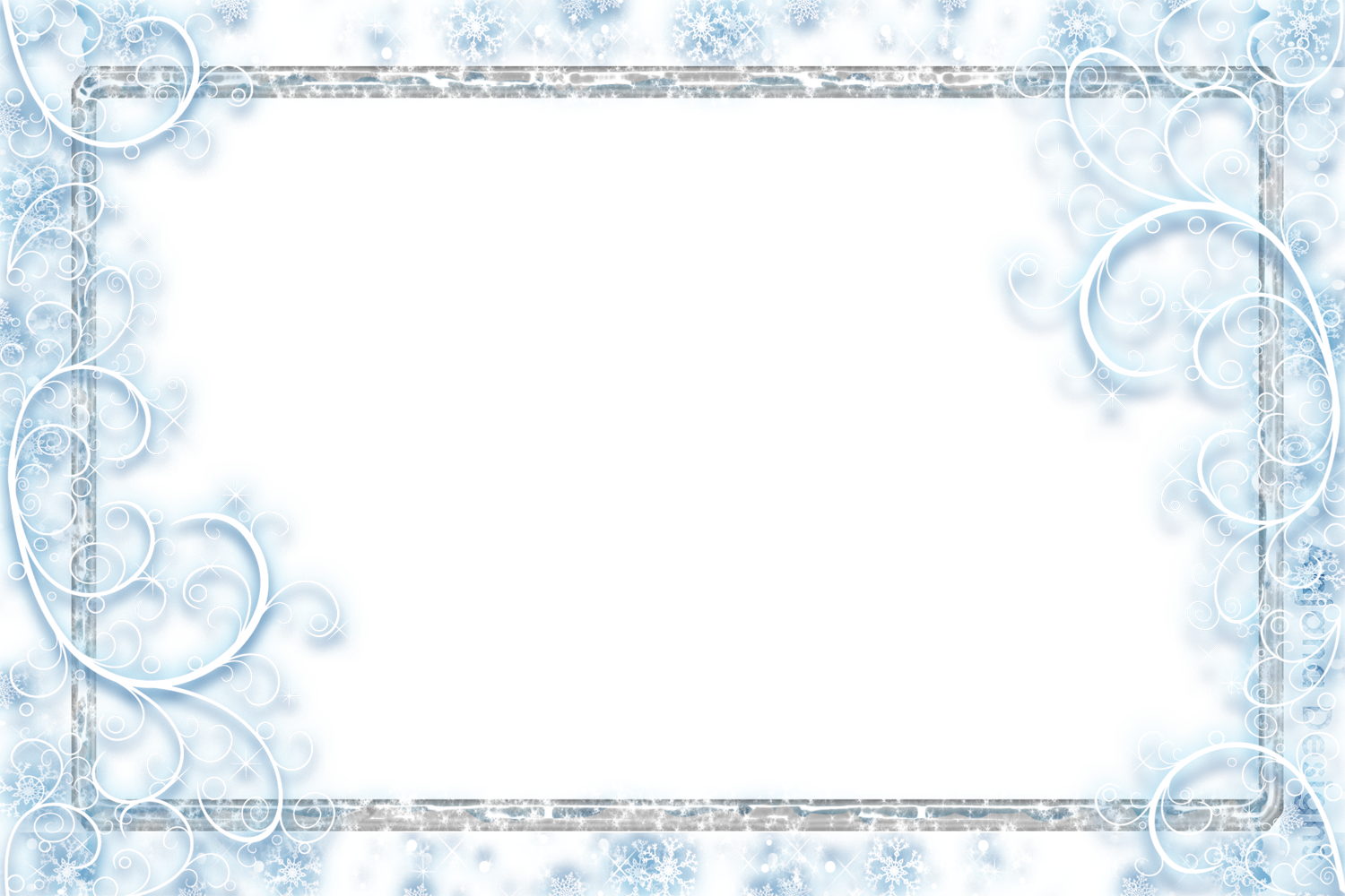 Рамки зимние фото Copos de nieve azul gratis imagen PNG