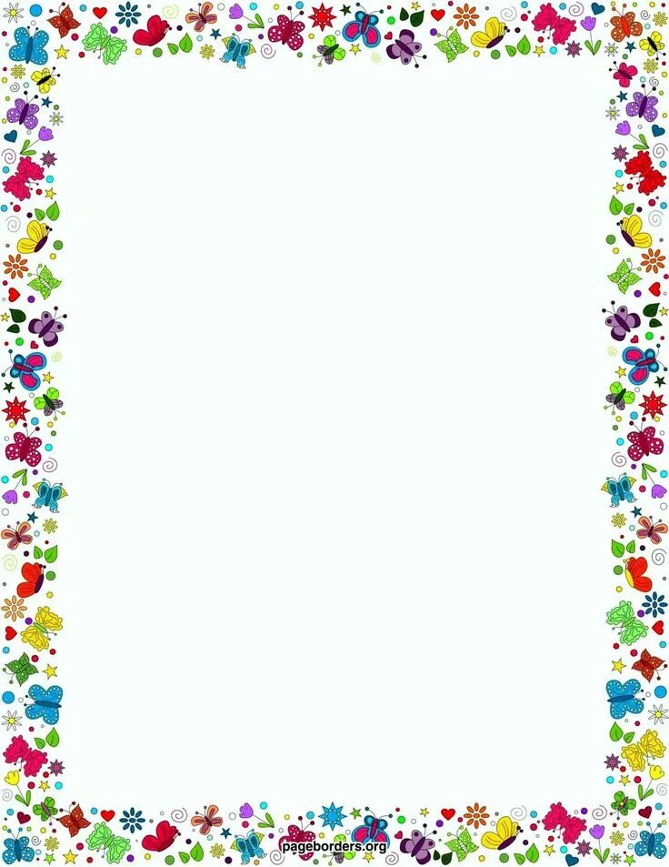 Рамочка для оформления текста детская Enchanting Colorful Page Borders Free Page Borders And Frame Clip art borders, P