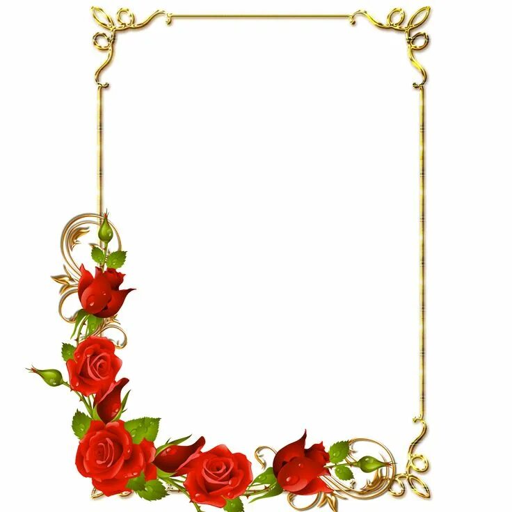 Рамочки для оформления фото Frames PNG douradas com rosa vermelhas-Imagens para photoshop Clip art frames bo