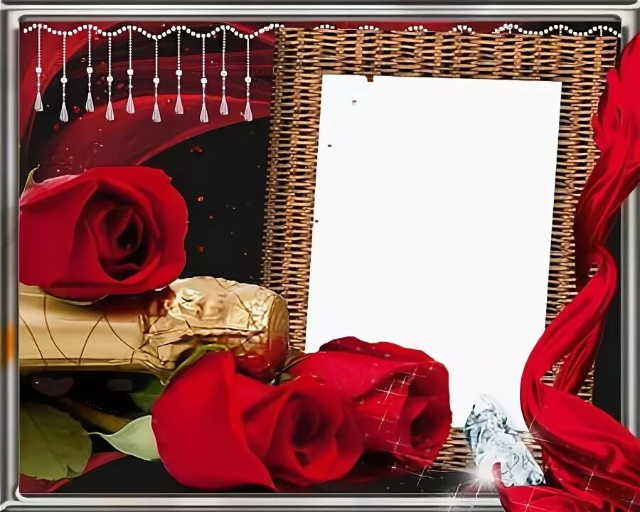 Рамочки фото вставить с днем рождения Frame psd with rose - Red roses in gift loved