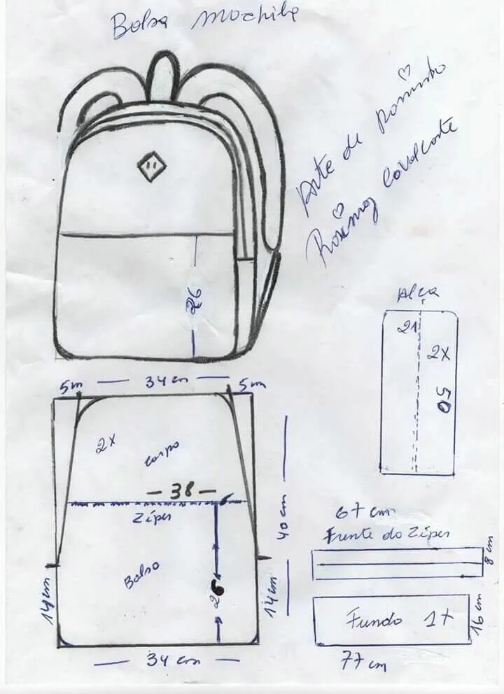 Ранец из кожи выкройка A3 NUMo 0174 - PRIMEIRO POST 2016 - MOCHILA Leather bag pattern, Leather bag tut