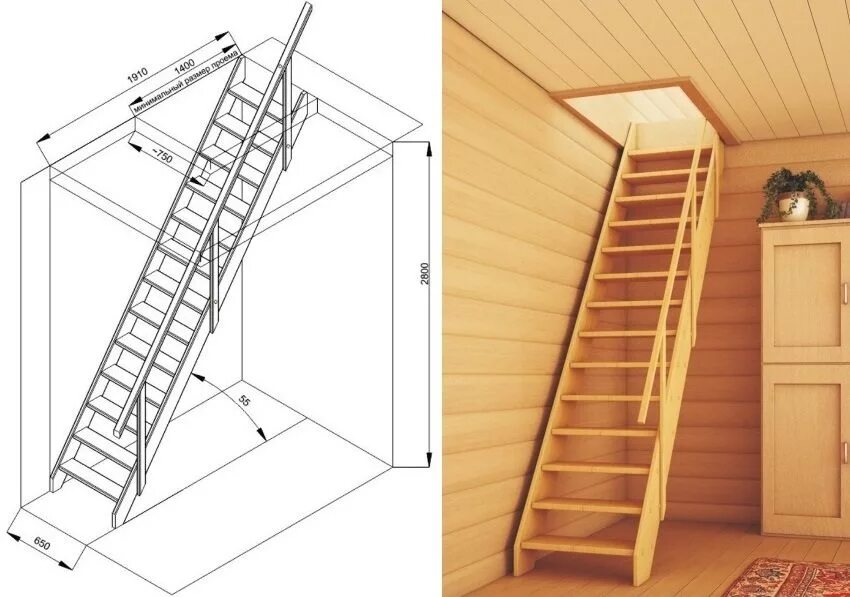 Расчет лестница на второй этаж фото ☑ Деревянные и металлические лестницы с люком и без в наличии на складе в Ялте