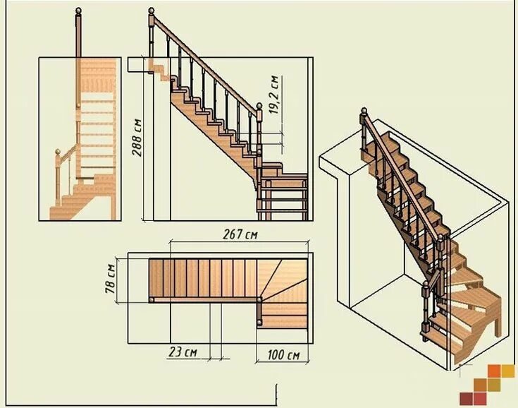 Расчет лестницы с чертежами бесплатно Деревянные лестницы на второй этаж своими руками с поворотом на 90 градусов Лест
