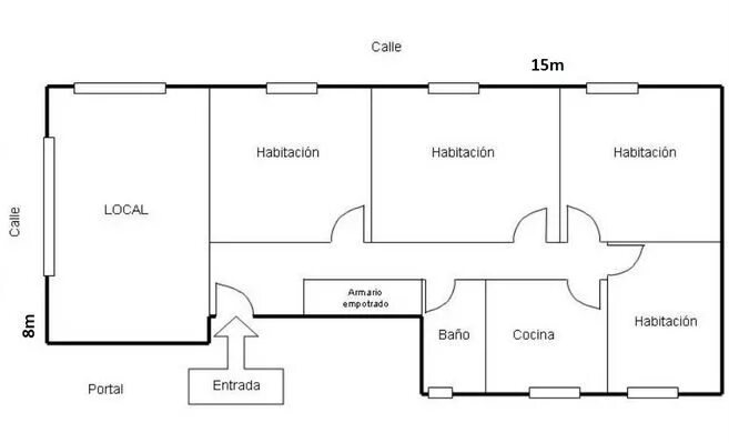 Расчет схемы дома Plano de casa con local comercial Planos de casas, Plano de casa, Planos