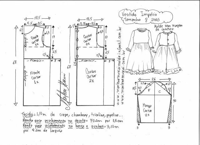 Расчет выкройки платья Фотография Выкройки, Выкройки платья для девочек, Выкройки детской одежды