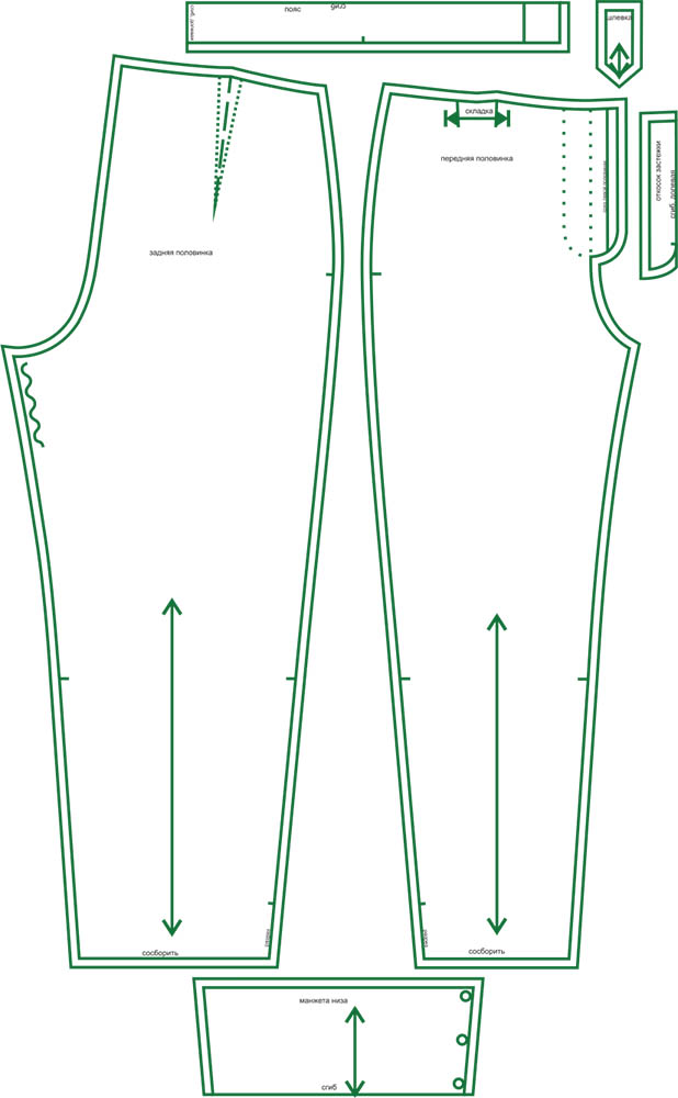 Раскладка выкройки брюк Выкройка женских брюк WP230321