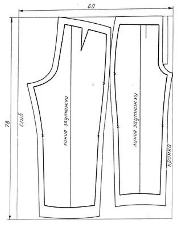 Раскладка выкройки брюк Раскладка брюк
