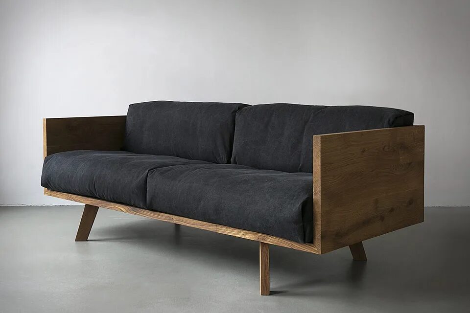 Раскладной диван в стиле лофт Oak Linen Sofa Uncrate