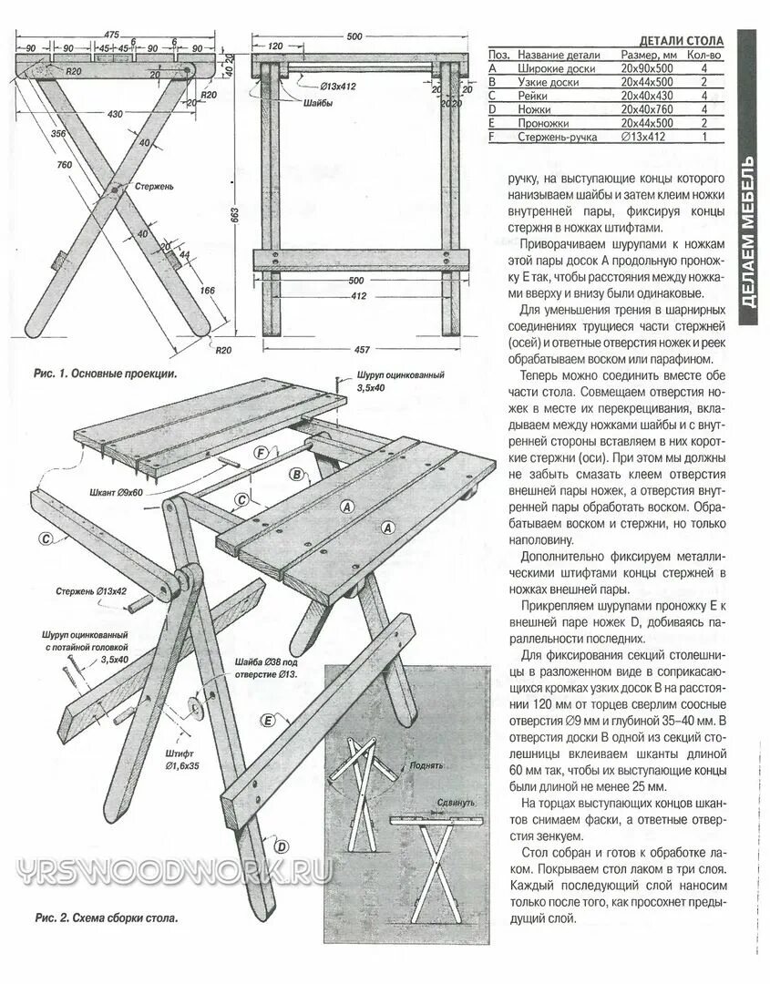 Раскладной стол своими руками чертежи Мебель с чертежами и не только ВКонтакте