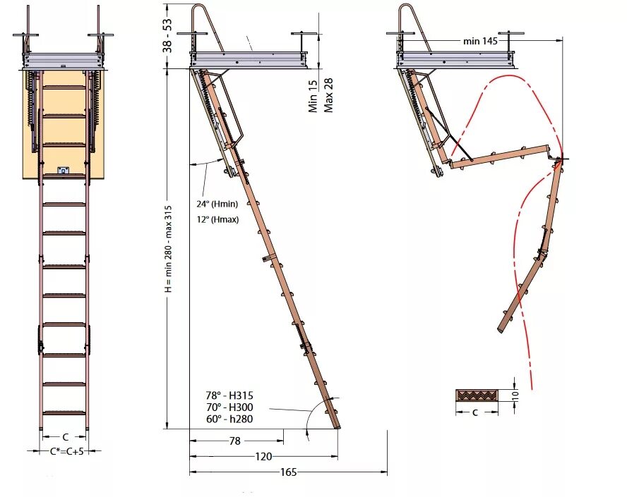 Раскладные лестницы своими руками чертежи Складная чердачная лестница с люком Rigida - Scale Decor