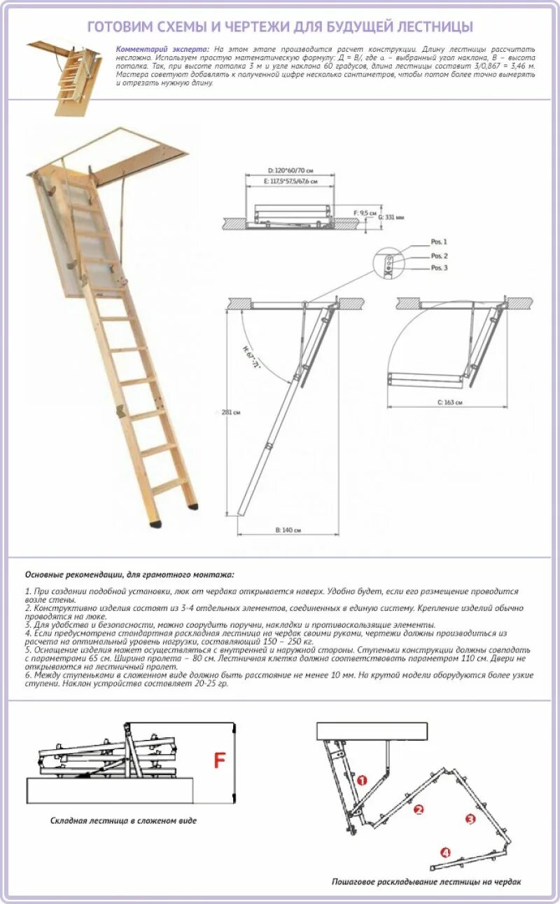 Раскладные лестницы своими руками чертежи Как самостоятельно создать чердачную лестницу с люком: подробные чертежи и пошаг