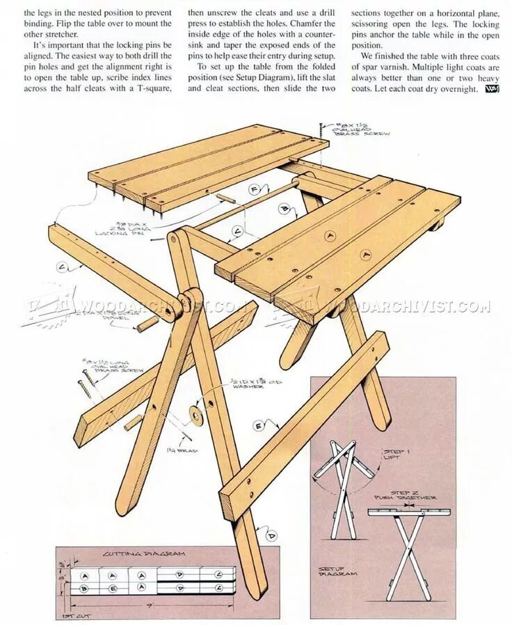 Раскладные столы своими руками чертежи фото #288 Folding Table Plans - Outdoor Furniture Plans Mesa dobrável, Mesa dobravel 