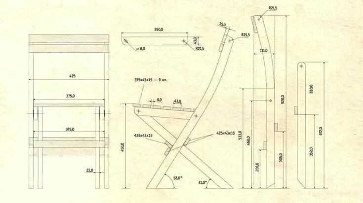 Раскладные стулья своими руками чертежи Как сделать простой складной стул для дачи Складные стулья, Стул, Складной стул