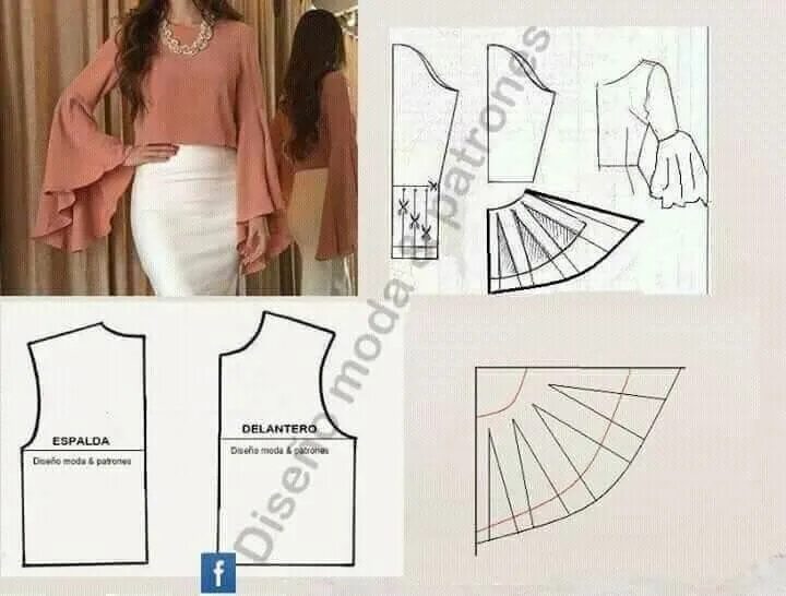 Расклешенный рукав выкройка Pin by khadija chamchita on КРОЙ И ШИТЬЁ Dress sewing patterns, Fashion sewing, 