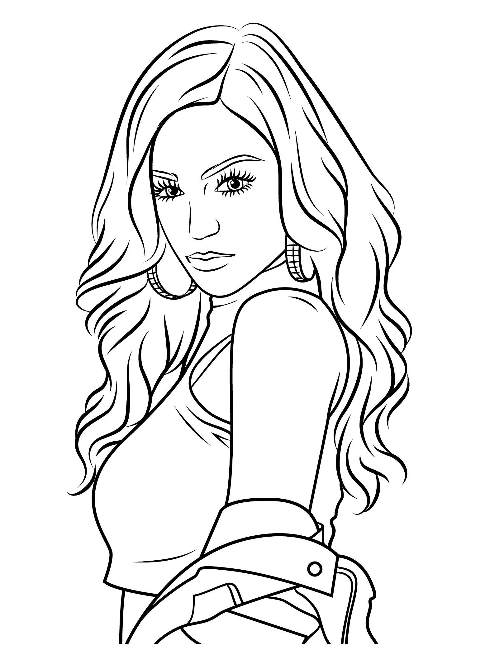 Раскрасить фото онлайн бесплатно черно Girls to color - Printable coloring page girl portrait and clothes colouring 1 -