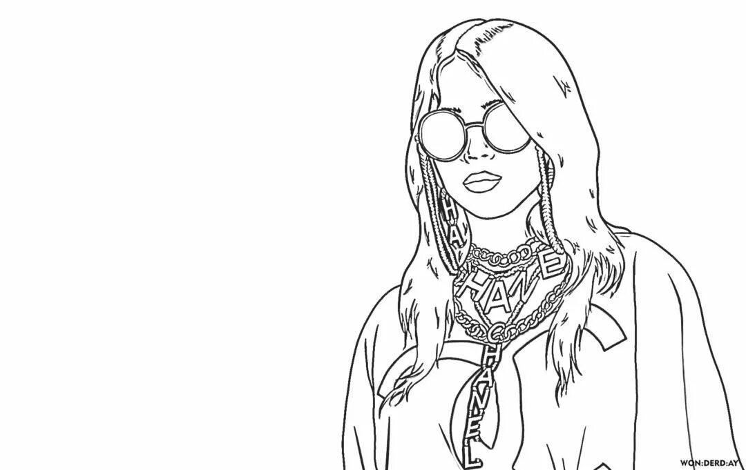 Раскраска крутые фото Coloring Pages Billie Eilish. Download or print for free Billie eilish, Coloring