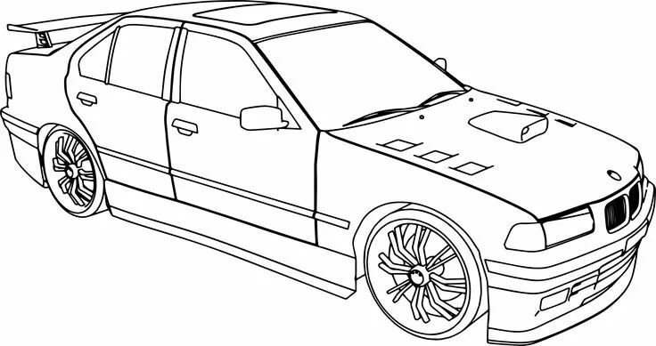 Раскраска машина тюнинг nice Bmw 325i Tuning Sport Car Coloring Page Cars coloring pages, Bmw, Coloring 