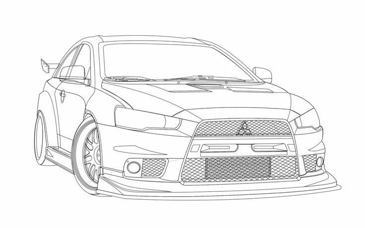 Раскраска машина тюнинг Lancer Evo X Vector (sketch) Classic car decal, Evo x, Mitsubishi evolution Auto