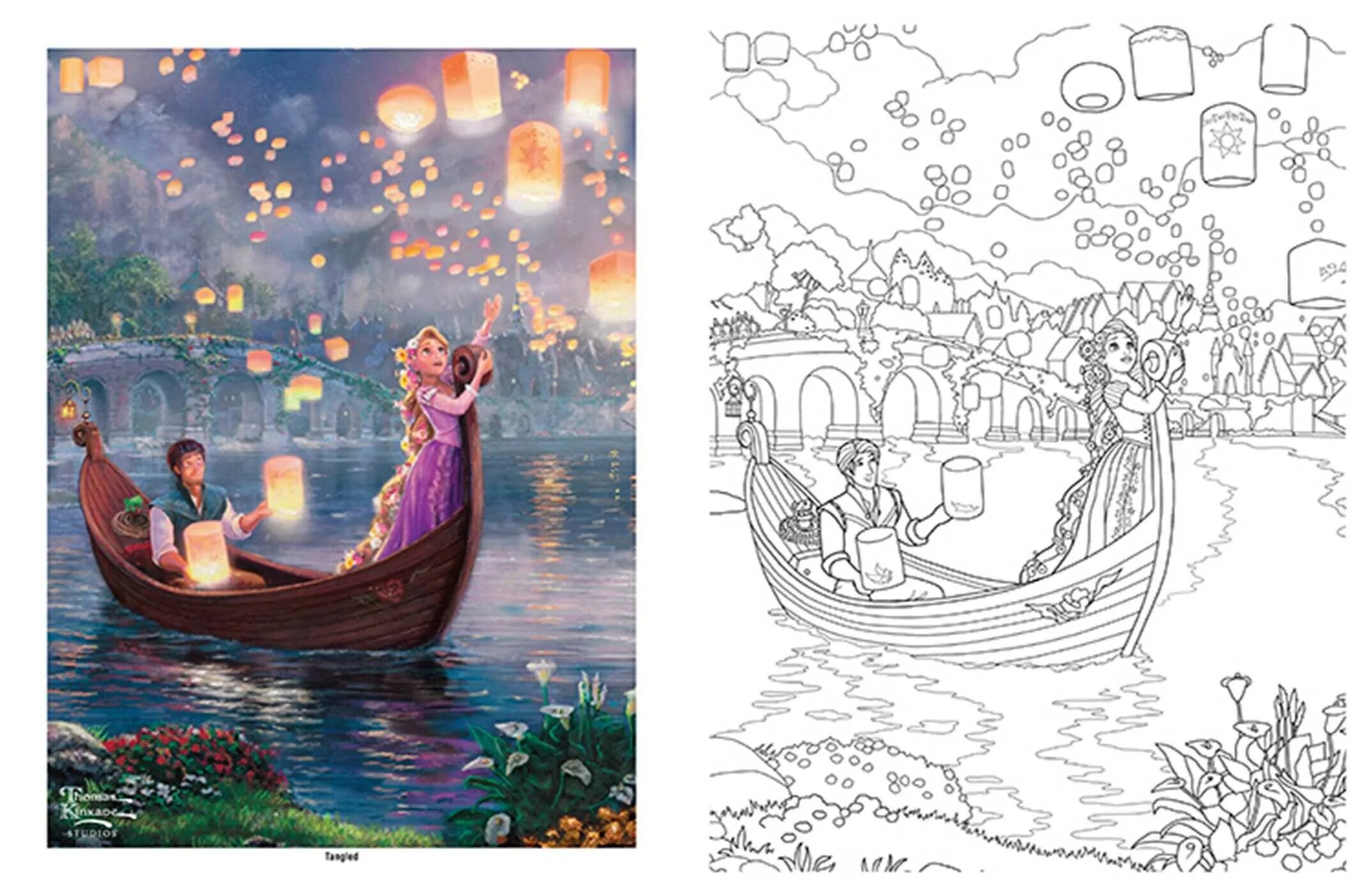 Раскраска по номерам фото дисней Disney Dreams Collection Thomas Kinkade Studios Disney Princess Coloring Book Bo